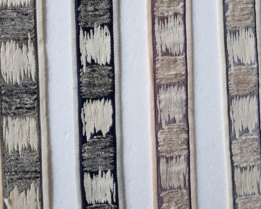 Thin Patterned Gold and Coloured Ribbon, 4 Variations, By the Metre Designer Offcuts