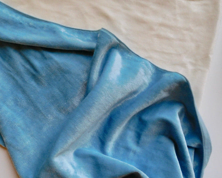 Stretch Velvet, Blues/White, Bundle of 4 Designer Offcuts