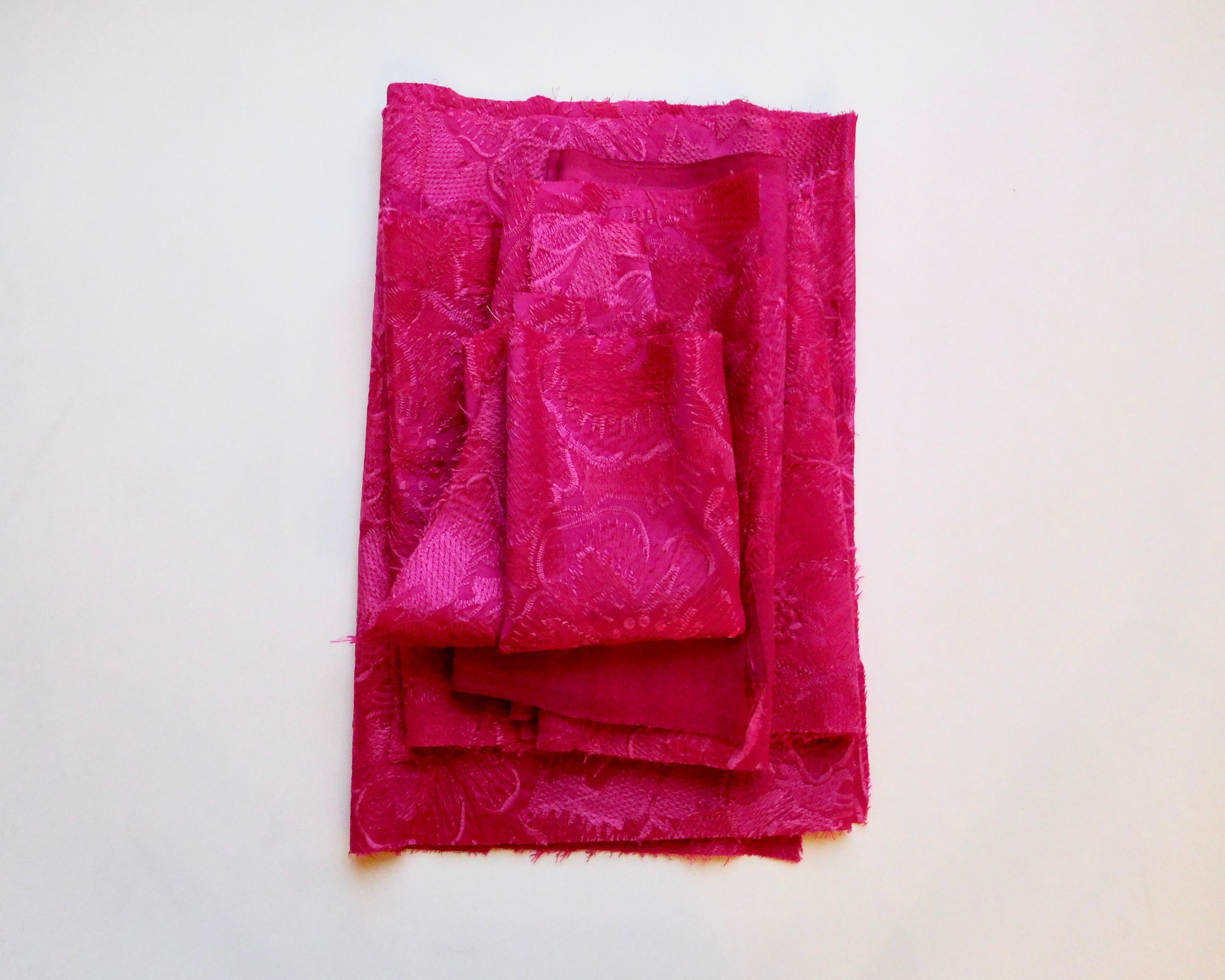 Floral Jacquard, Rose Pink, Bundle of 5 Designer Offcuts