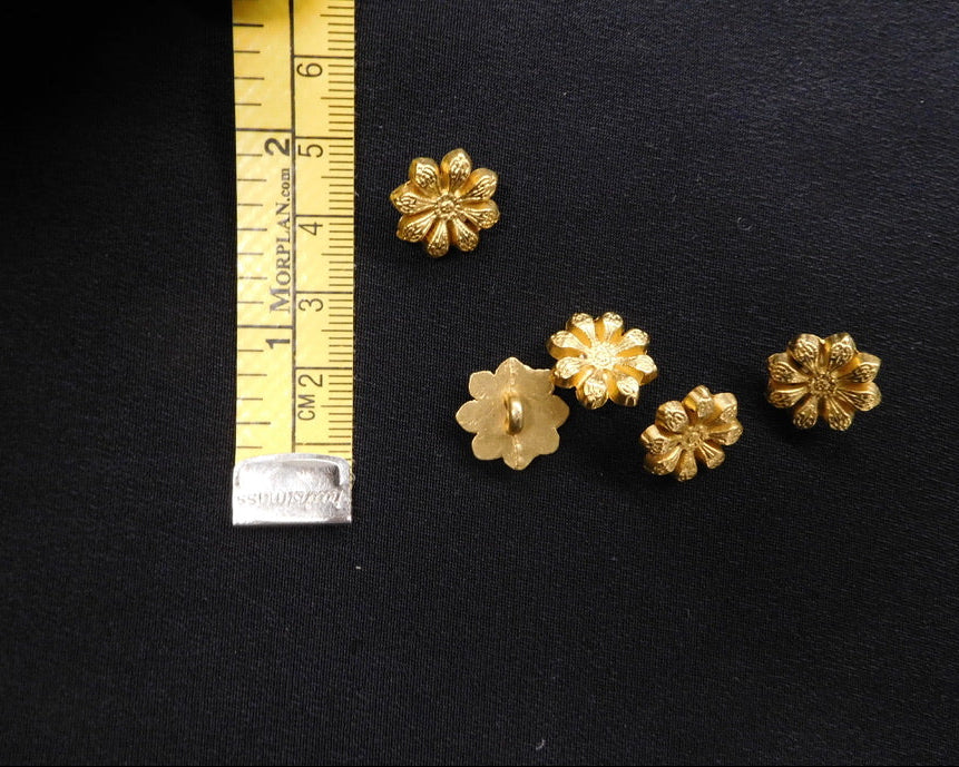 Flower-Shaped Buttons, Gold, Bag of 10