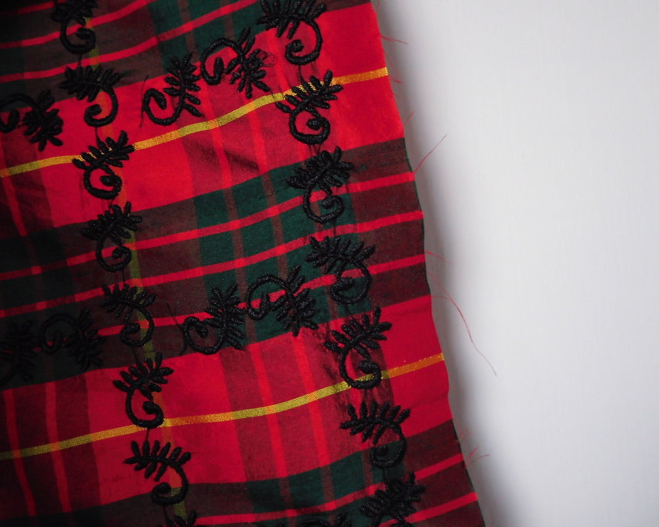 Embroidered Tartan, (150cm x 80cm) Designer Offcuts