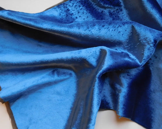 Stretch Velvet, Blues/White, Bundle of 4 Designer Offcuts