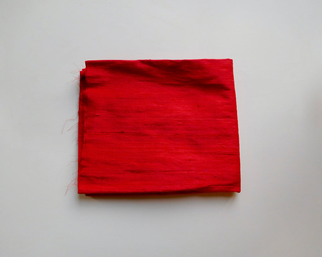 Silk Dupion, Red, (95cm x 48cm) Designer Offcuts