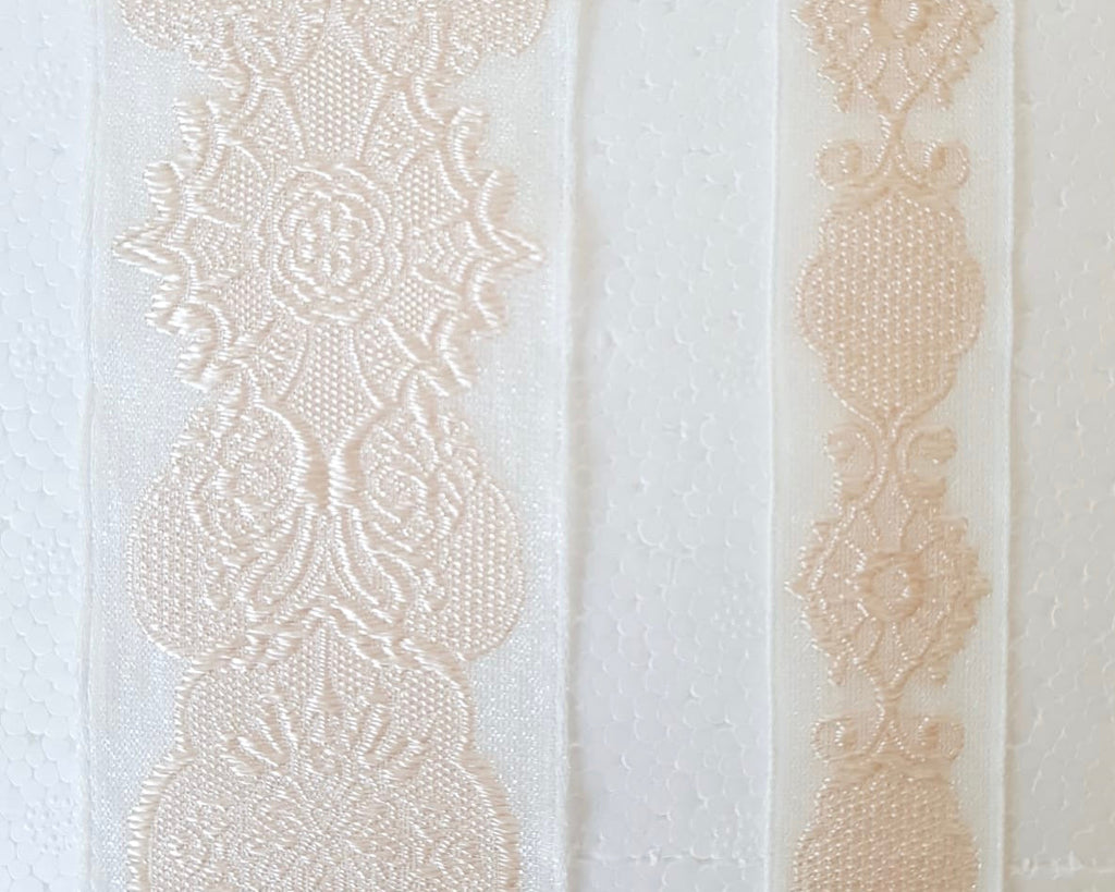 Wide Patterned Ribbon, Pink and White, By the Metre Designer Offcuts