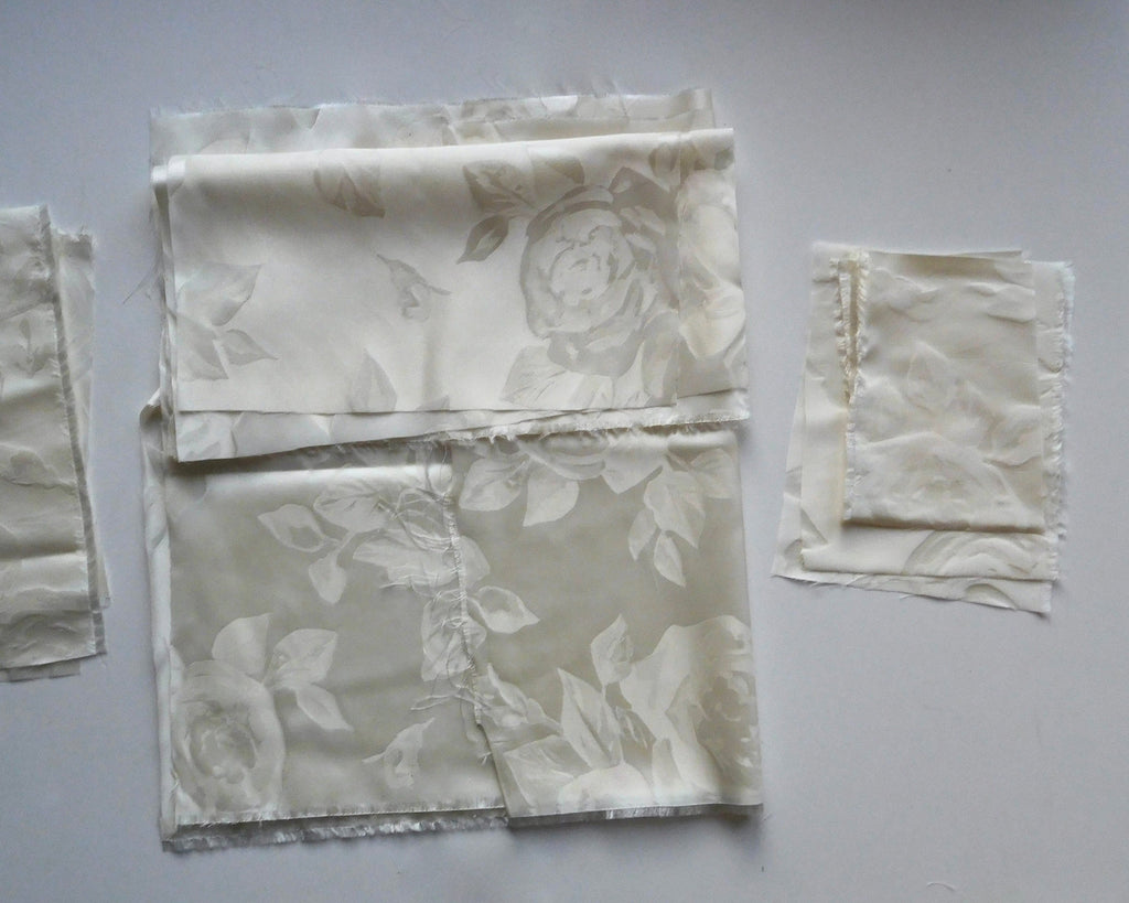 Silk Floral Jacquard, White, Bundle of 12 Designer Offcuts