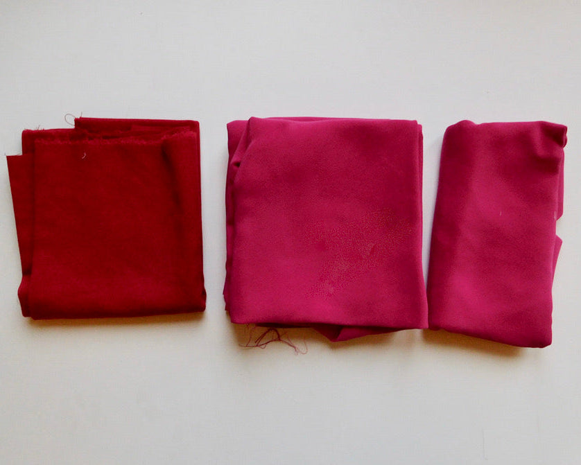 Sandwash Silk and Crepe, Red/Pink, Bundle of 3 Designer Offcuts