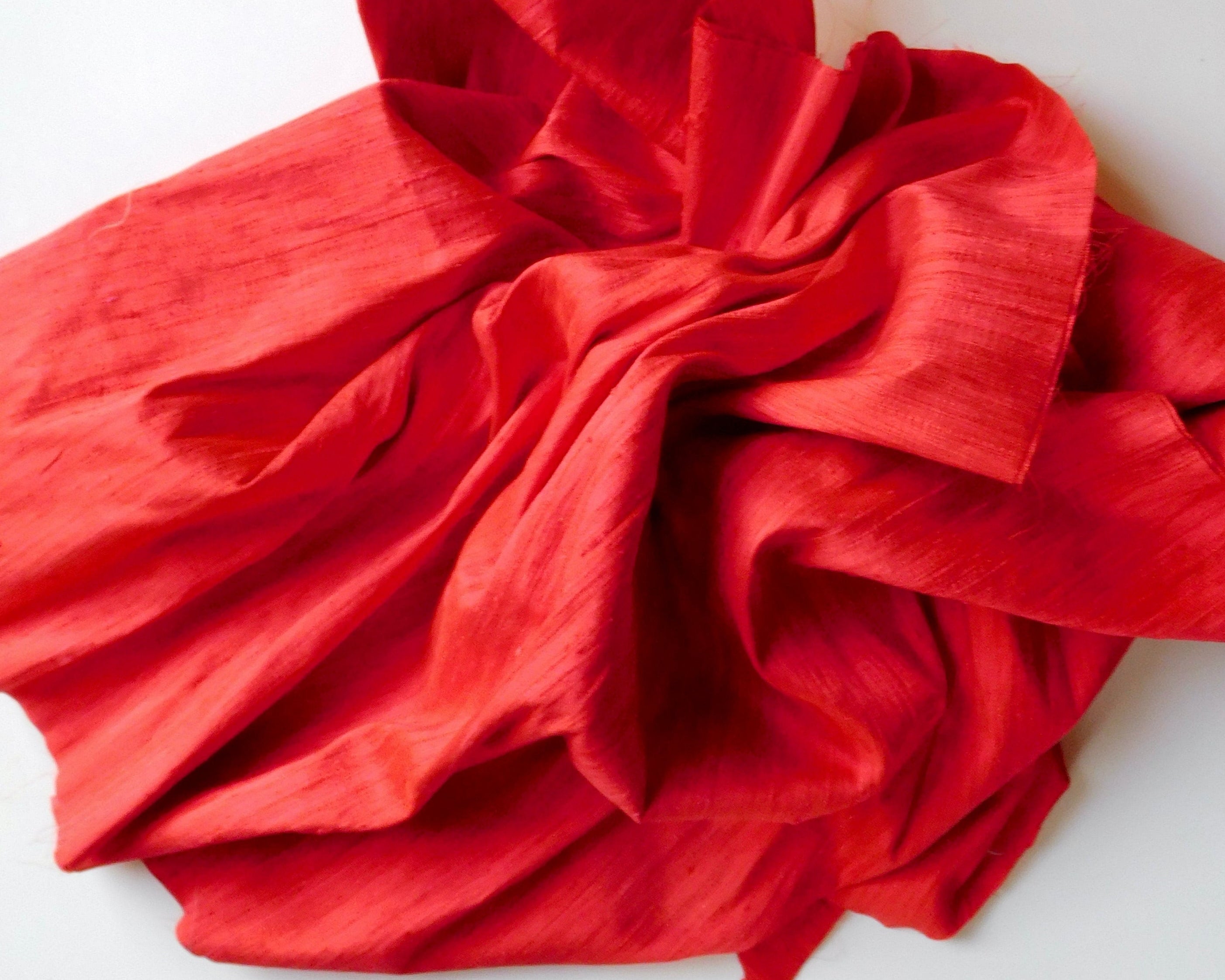 Silk Dupion, Red, (95cm x 48cm) Designer Offcuts