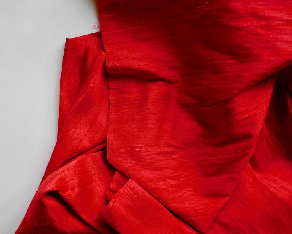 Silk Dupion, Red, (95cm x 48cm) Designer Offcuts