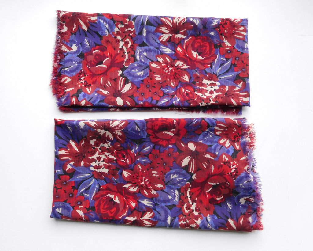 Floral Tartan Spirit Fabric, (64cm x 64cm), Bundle of 2 Designer Offcuts