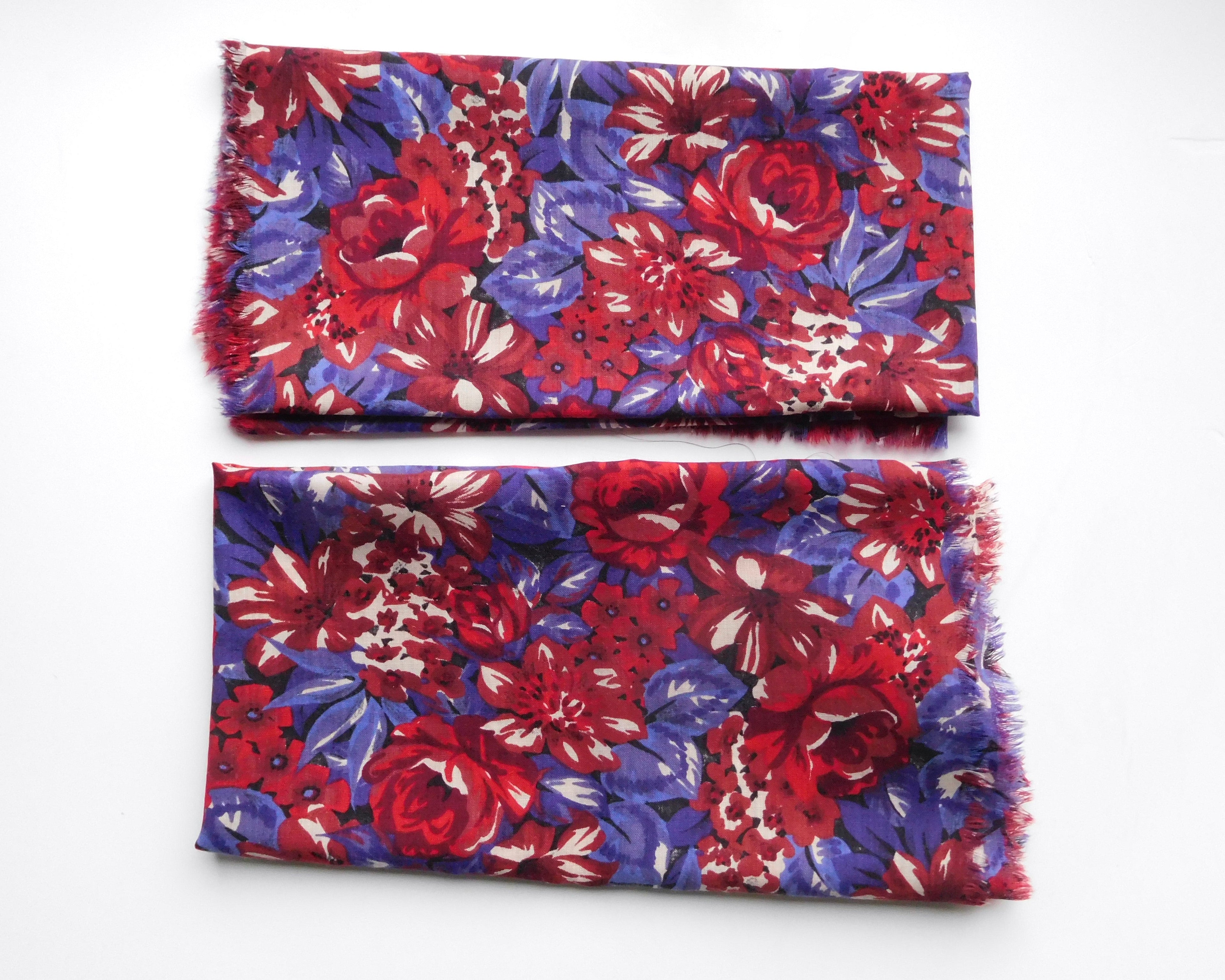 Floral Tartan Spirit Fabric, (64cm x 64cm), Bundle of 2 Designer Offcuts