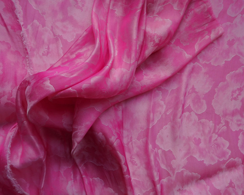 Double Faced Floral Organza, Fuchsia, (145x55cm) Designer Offcuts