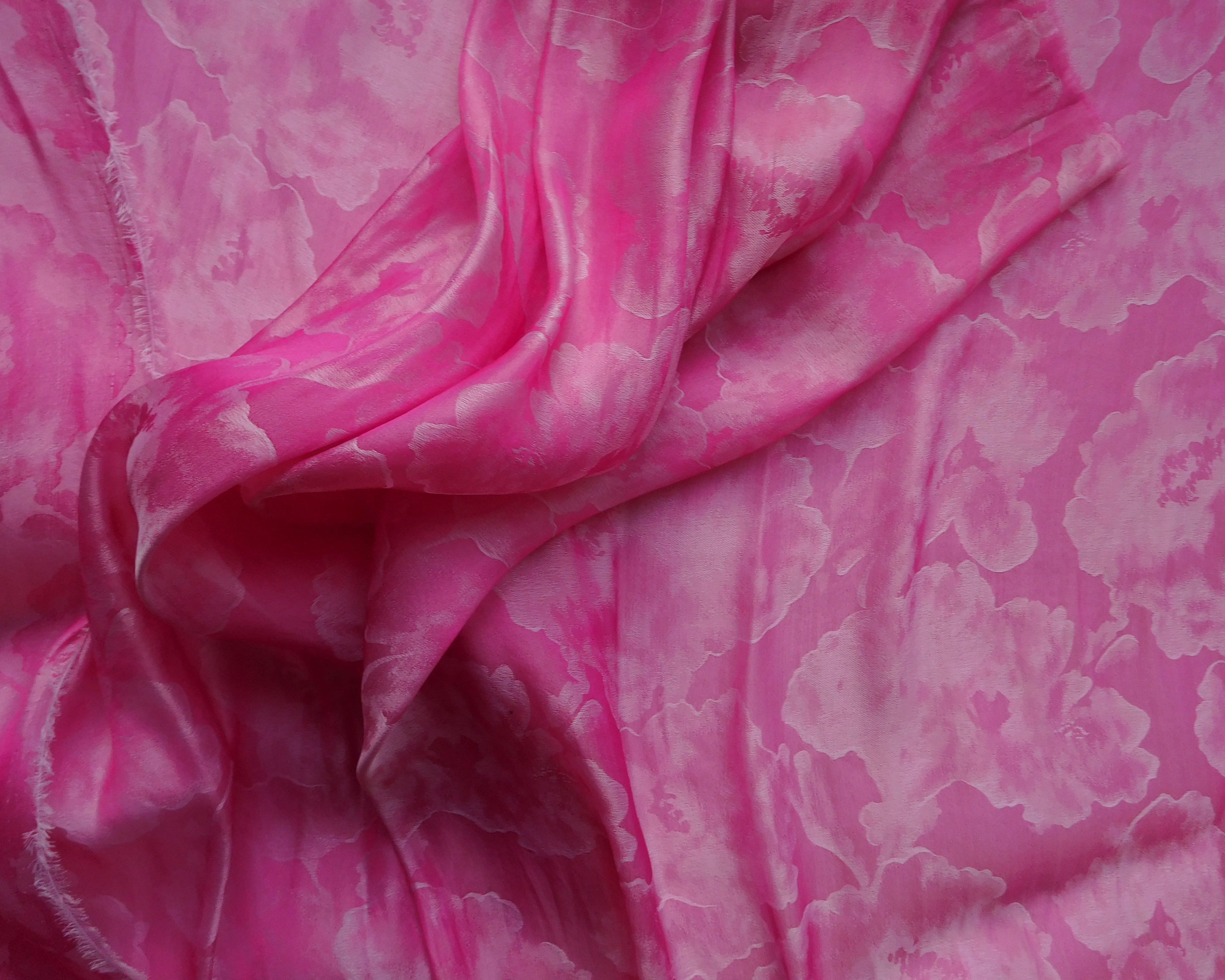 Double Faced Floral Organza, Fuchsia, (145x55cm) Designer Offcuts