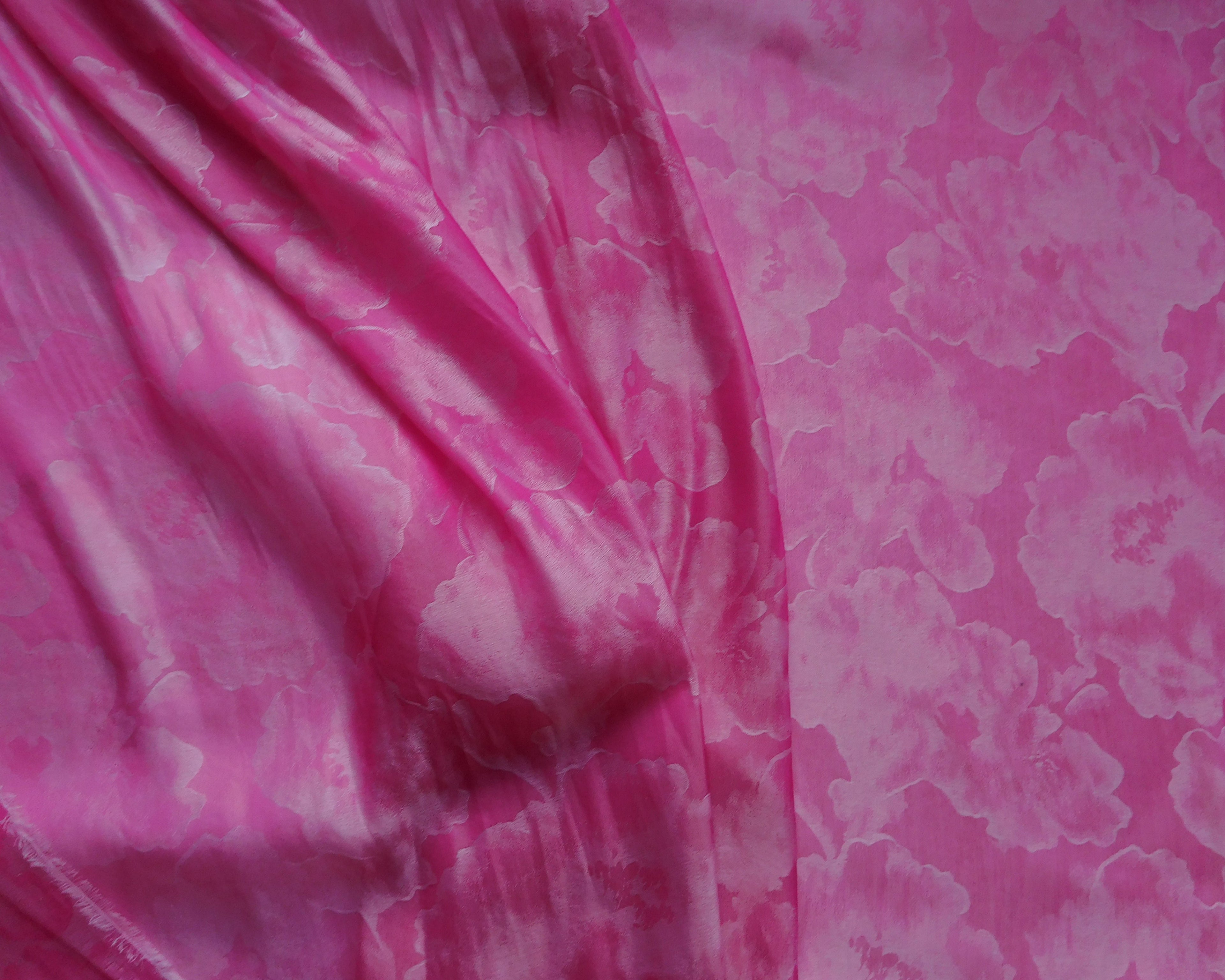 Double Faced Floral Organza, Fuchsia, (145x55cm) Designer Offcuts