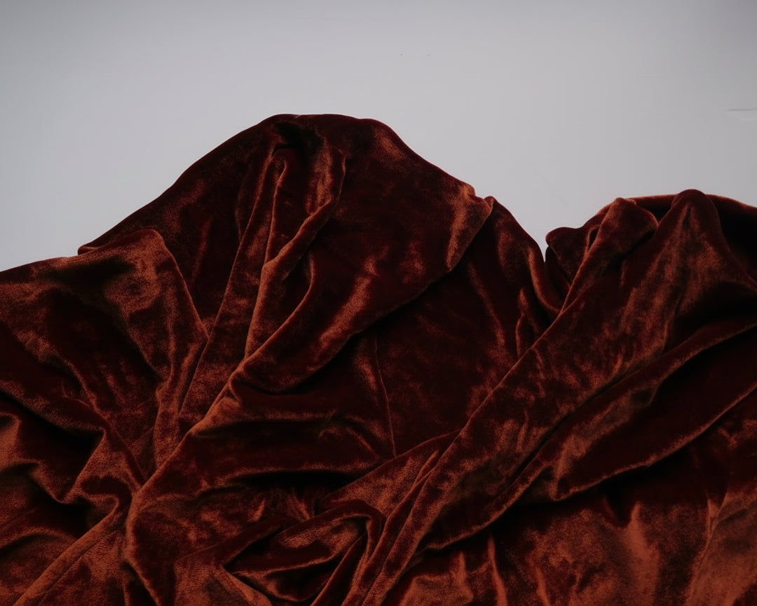 Stretch Velvet, Chestnut Brown, (140cm x 55cm) Designer Offcuts