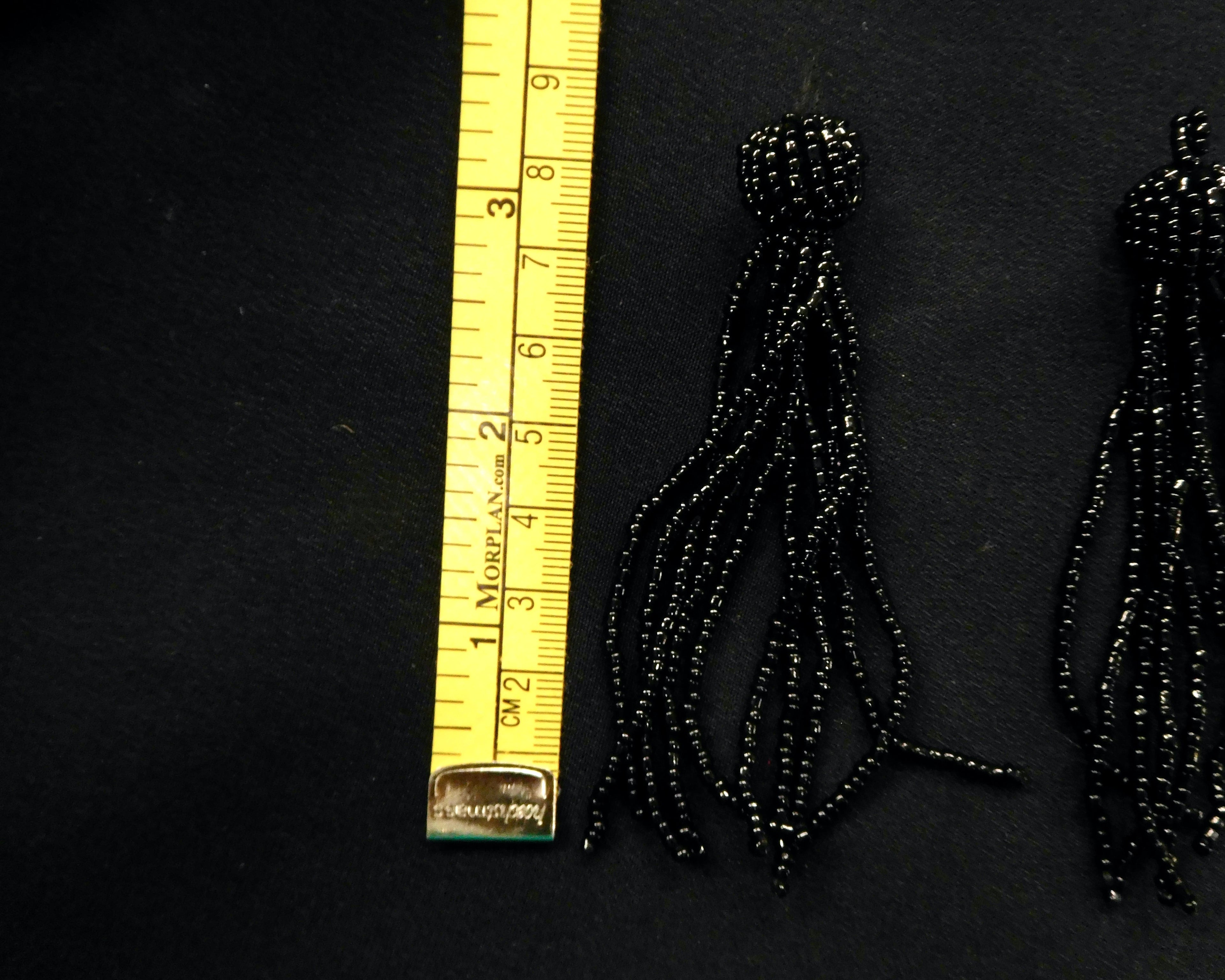 Beaded Tassels, Blue/Black, Bag of 2