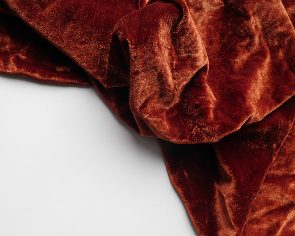 Stretch Velvet, Chestnut Brown, (140cm x 55cm) Designer Offcuts