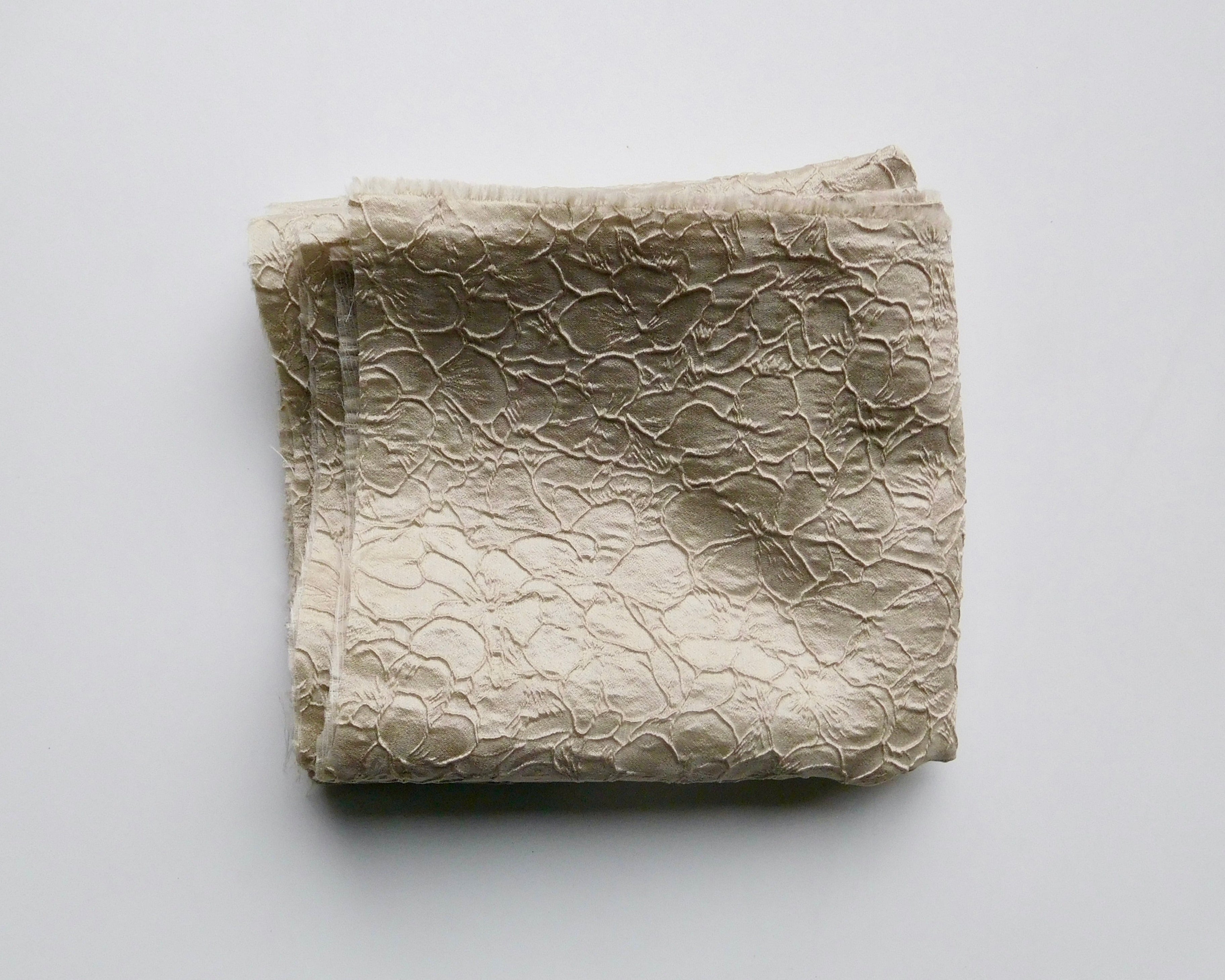 Jacquard, Floral Motif, White/Cream, (140cm x 40cm) Designer Offcuts