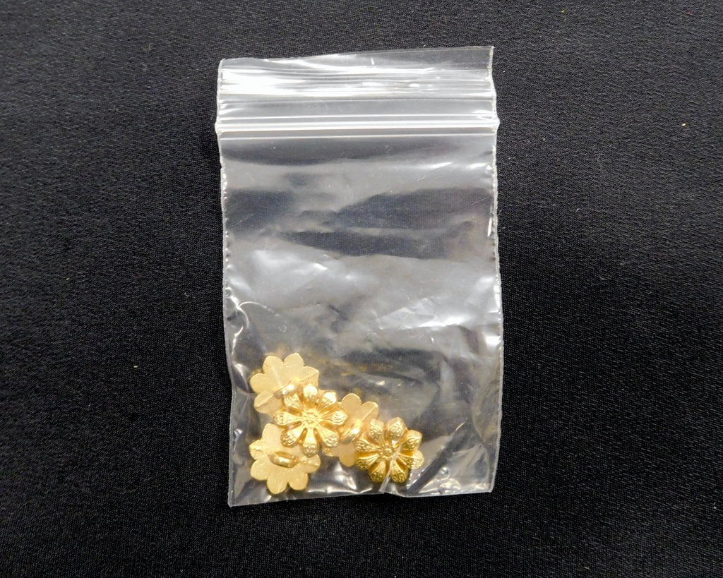 Flower-Shaped Buttons, Gold, Bag of 10
