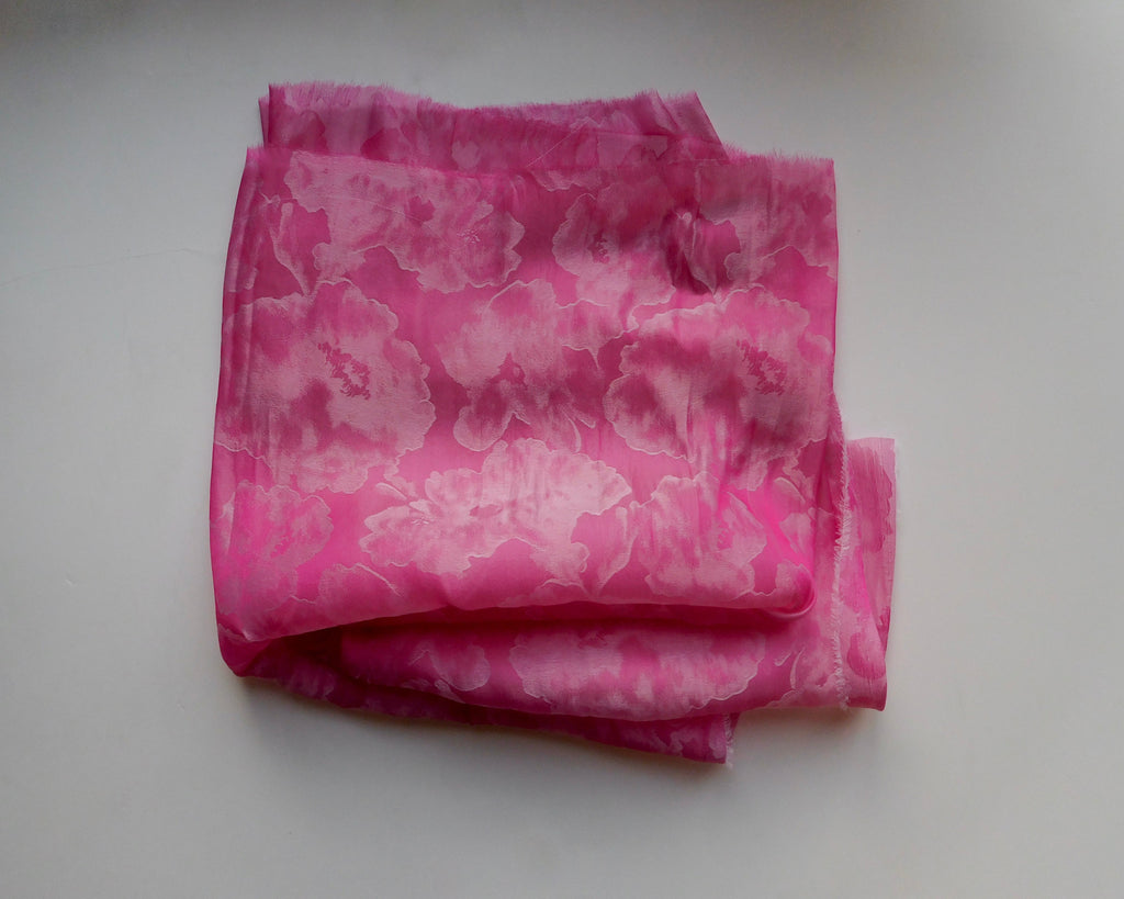 Double Faced Floral Organza, Fuchsia, (145x55cm) Designer Offcuts