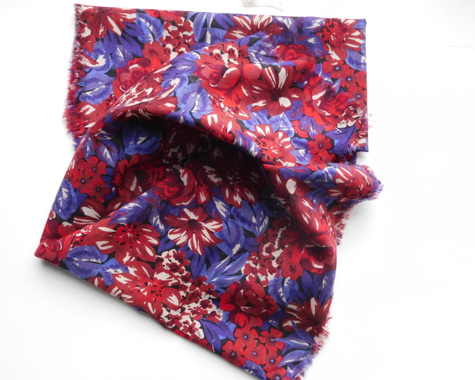 Floral Tartan Spirit Fabric, (64cm x 64cm), Bundle of 2 Designer Offcuts