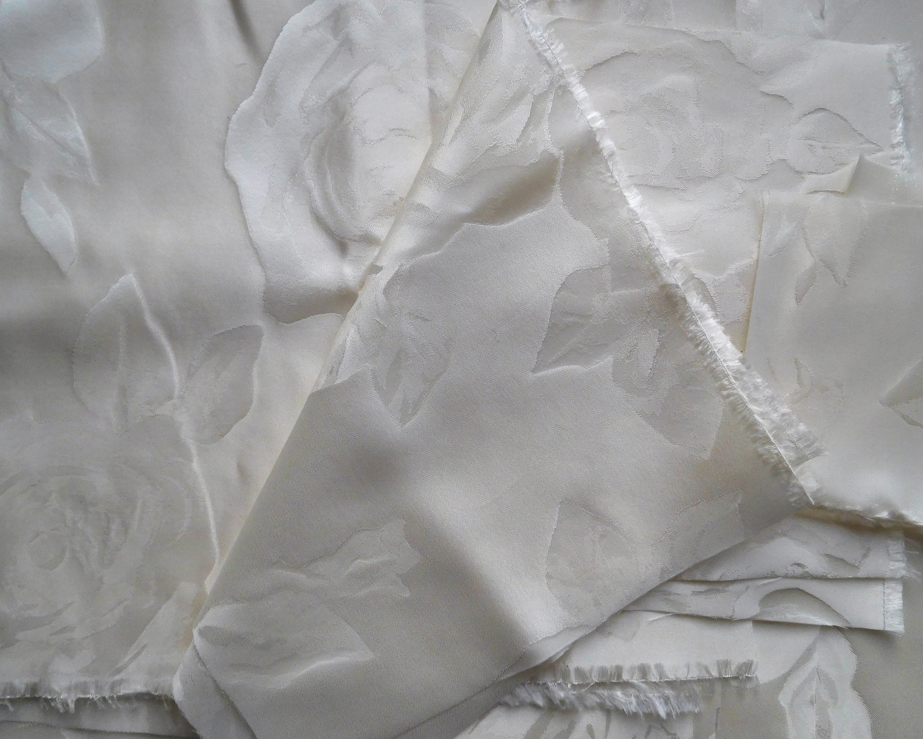 Silk Floral Jacquard, White, Bundle of 12 Designer Offcuts