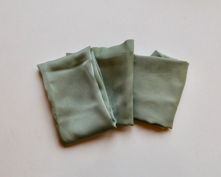 Silk Crepe, Moss Green, Bundle of 3 Designer Offcuts