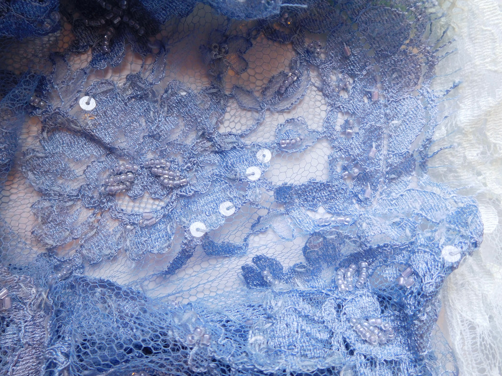 Lace with Beading, Salvage, and Trim Fabric Remnants, Bundle of 4