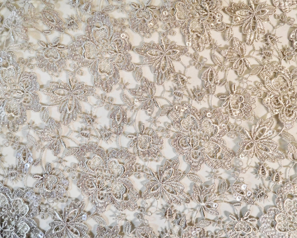Guipure Sequined-Lace, Silver, (55cmx95cm)