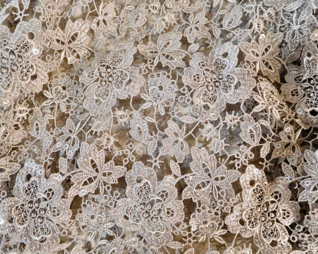 Guipure Sequined-Lace, Silver, (55cmx95cm)