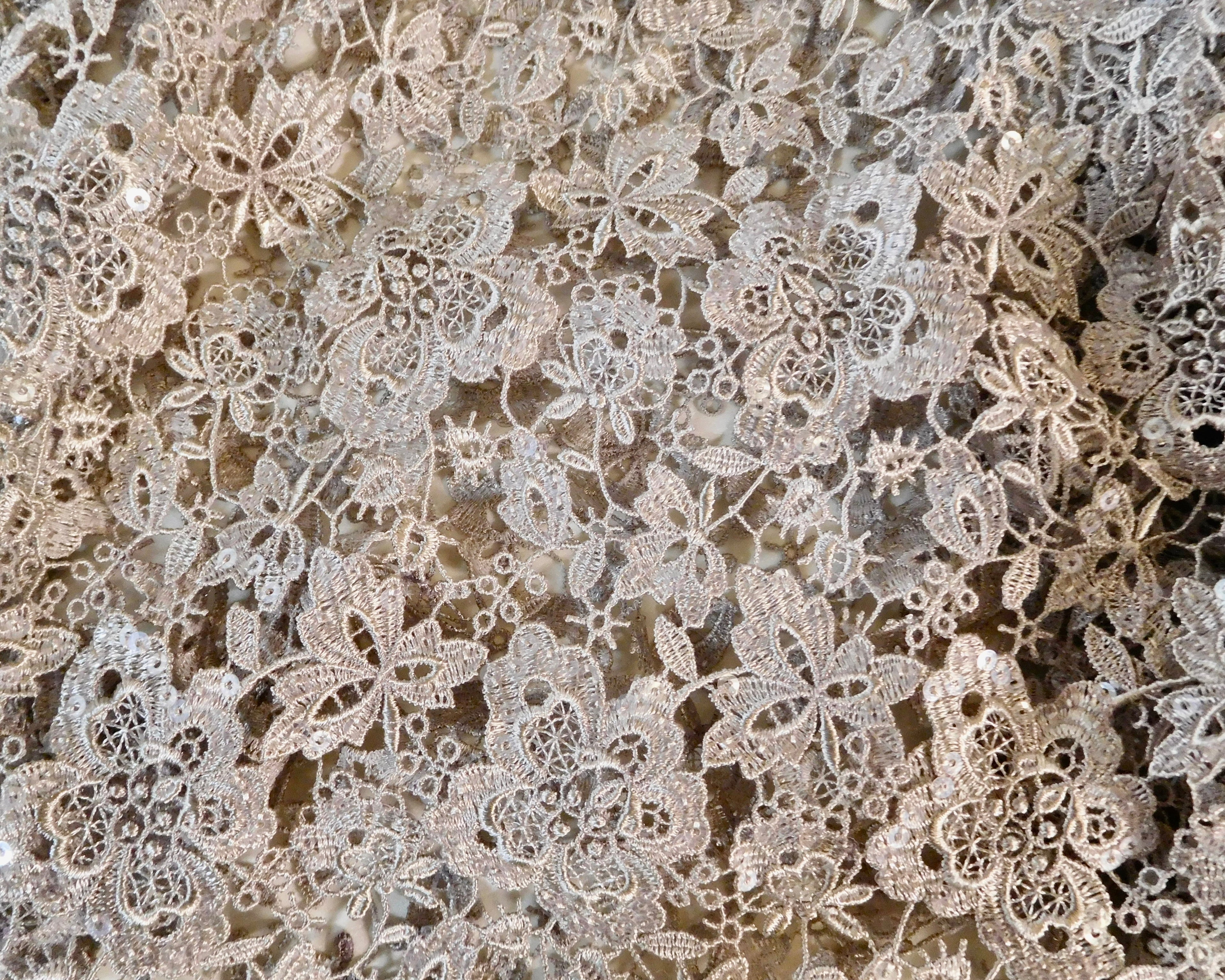 Guipure Sequined-Lace, Silver, (55cmx95cm)
