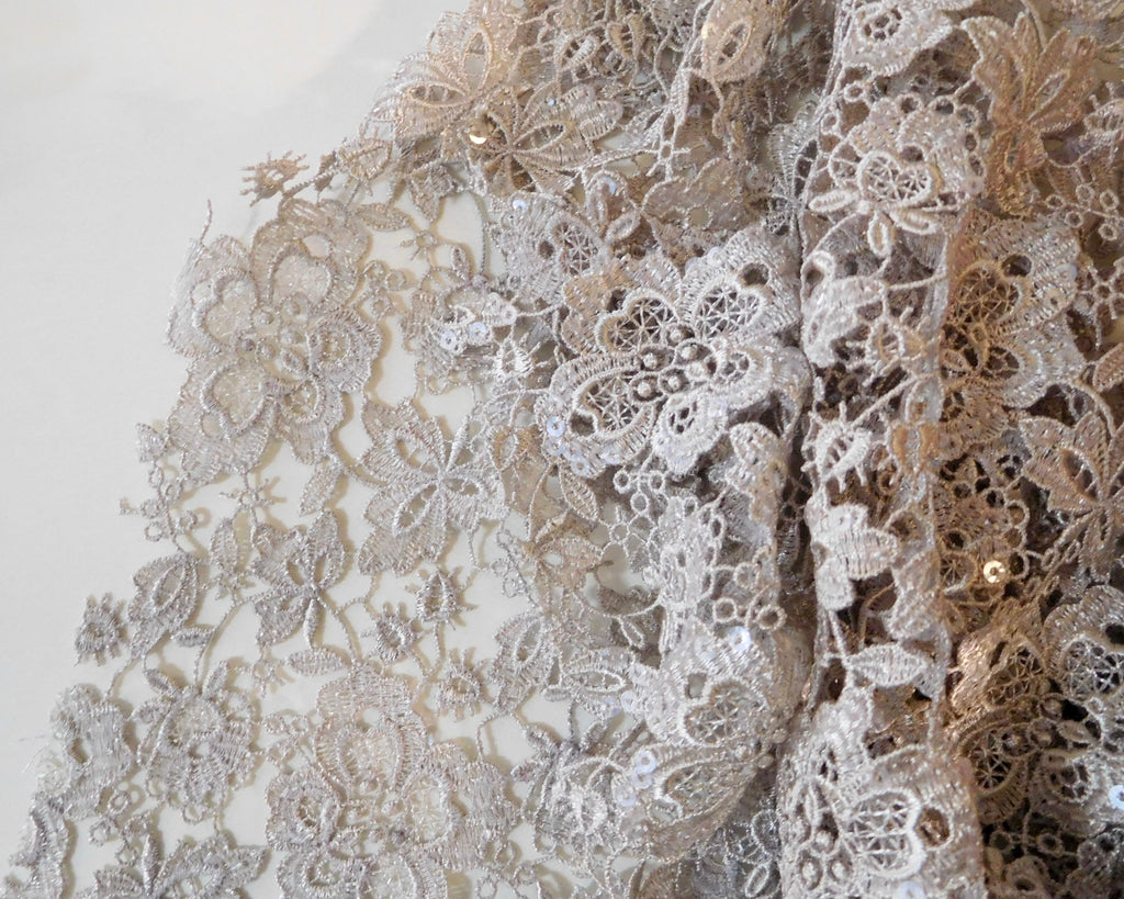 Guipure Sequined-Lace, Silver, (55cmx95cm)