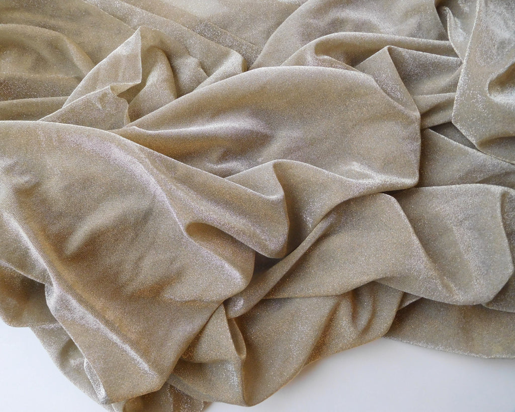 Metallic Lurex Fabric, Stretch Jersey, Gold Sparkle (95cmx210cm)