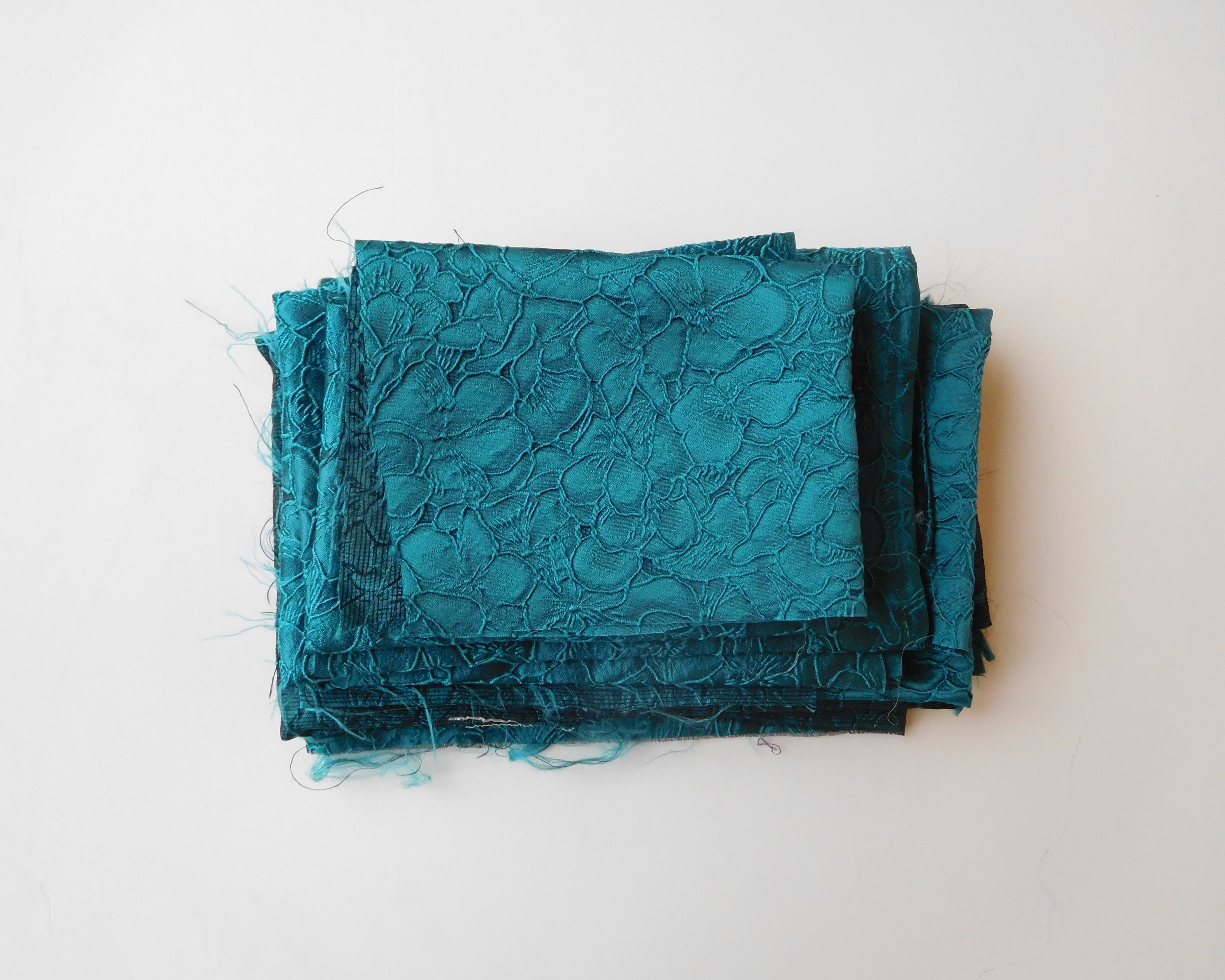 Jacquard, Floral Motif, Bundle of 5, Blue/Teal Hue