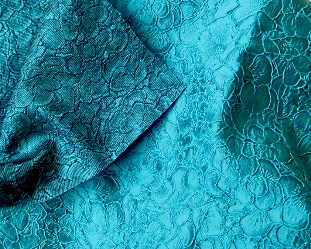 Jacquard, Floral Motif, Bundle of 5, Blue/Teal Hue