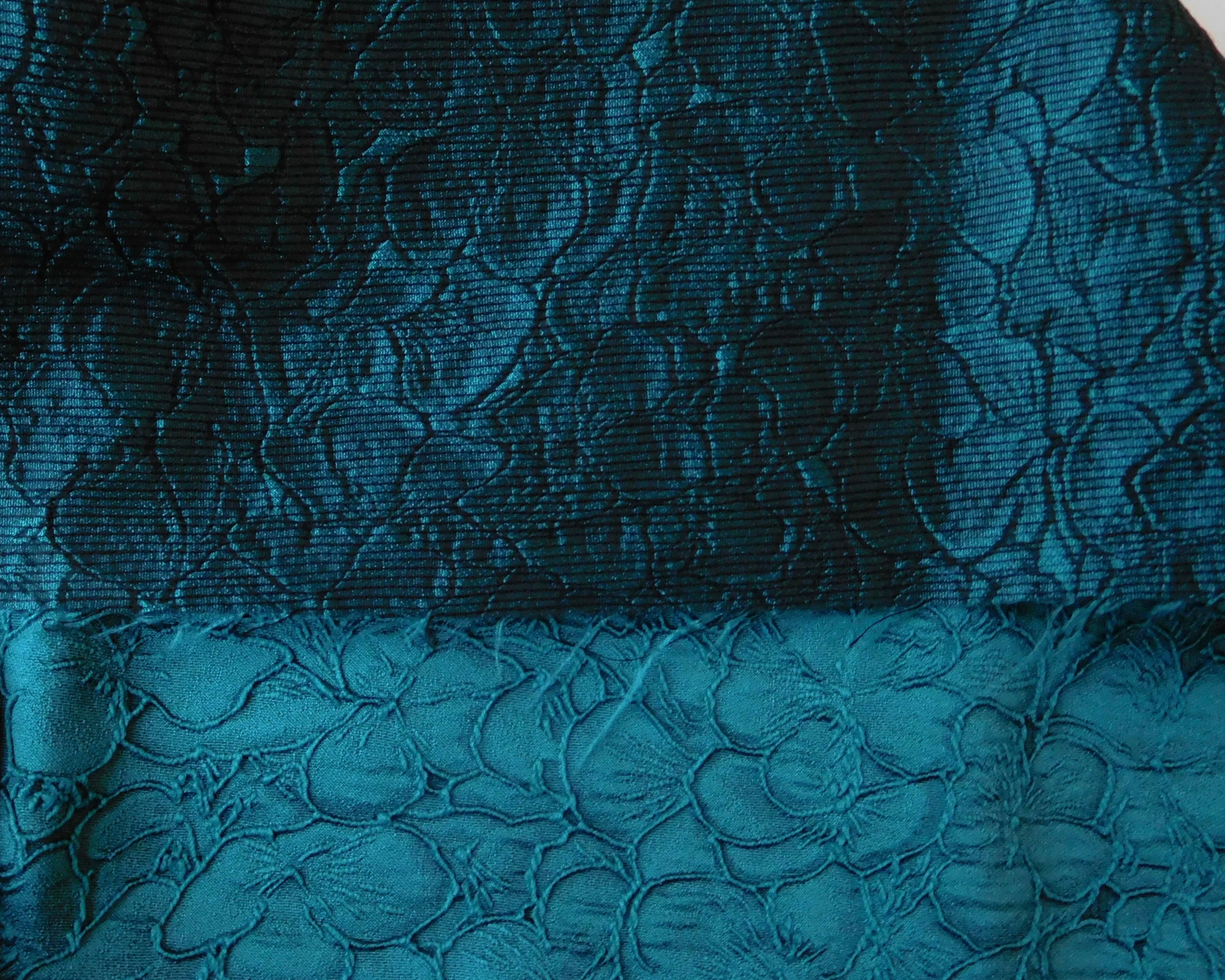 Jacquard, Floral Motif, Bundle of 5, Blue/Teal Hue