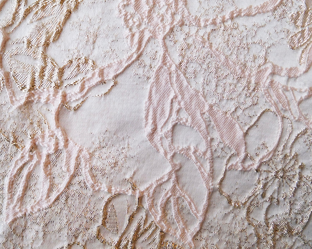 Brocade, Floral Motif, Bundle of 3, Pink/Gold Hues