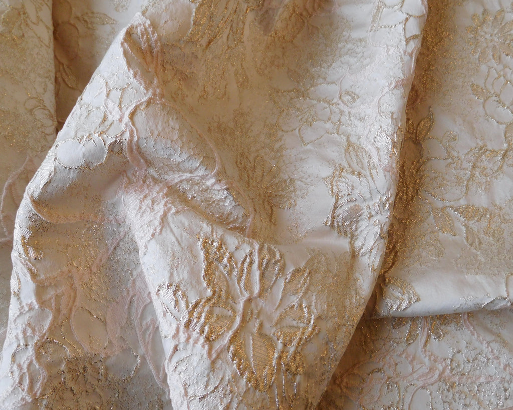 Brocade, Floral Motif, Bundle of 3, Pink/Gold Hues