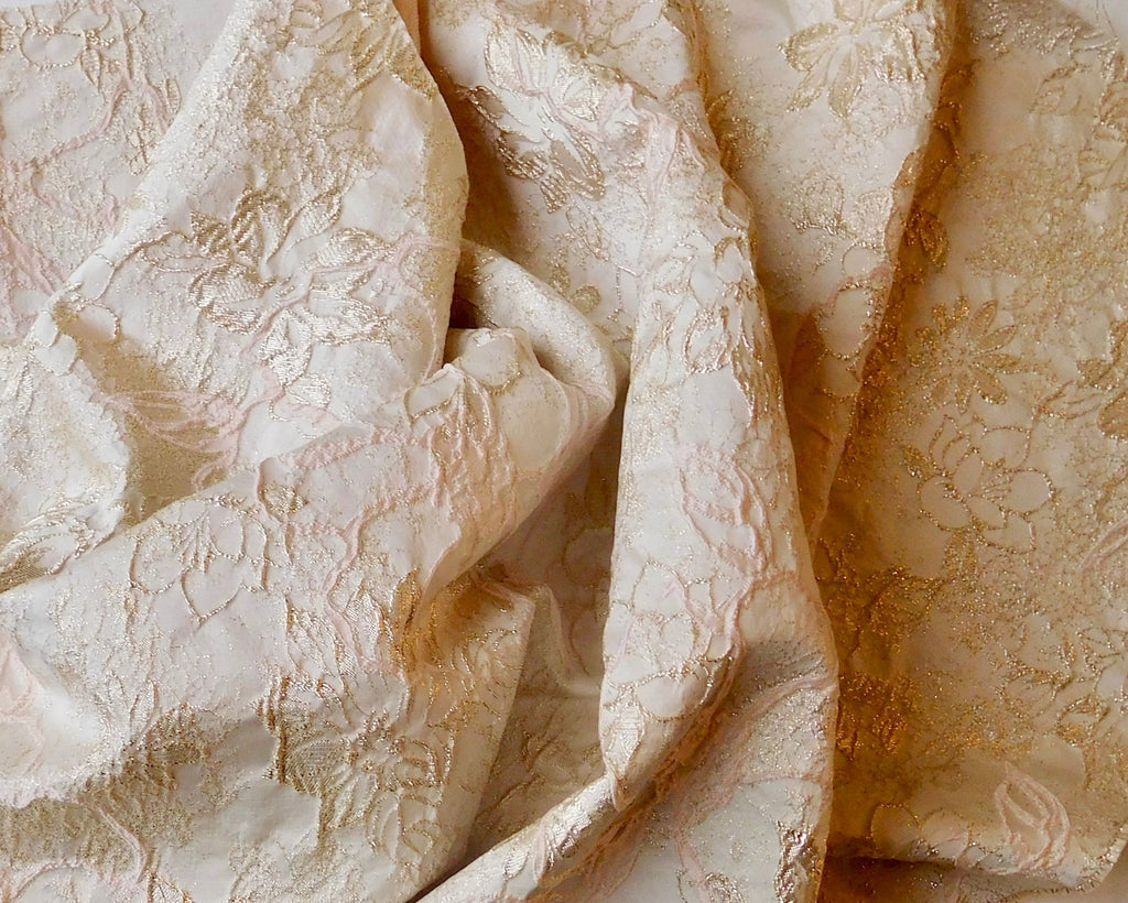 Brocade, Floral Motif, Bundle of 3, Pink/Gold Hues