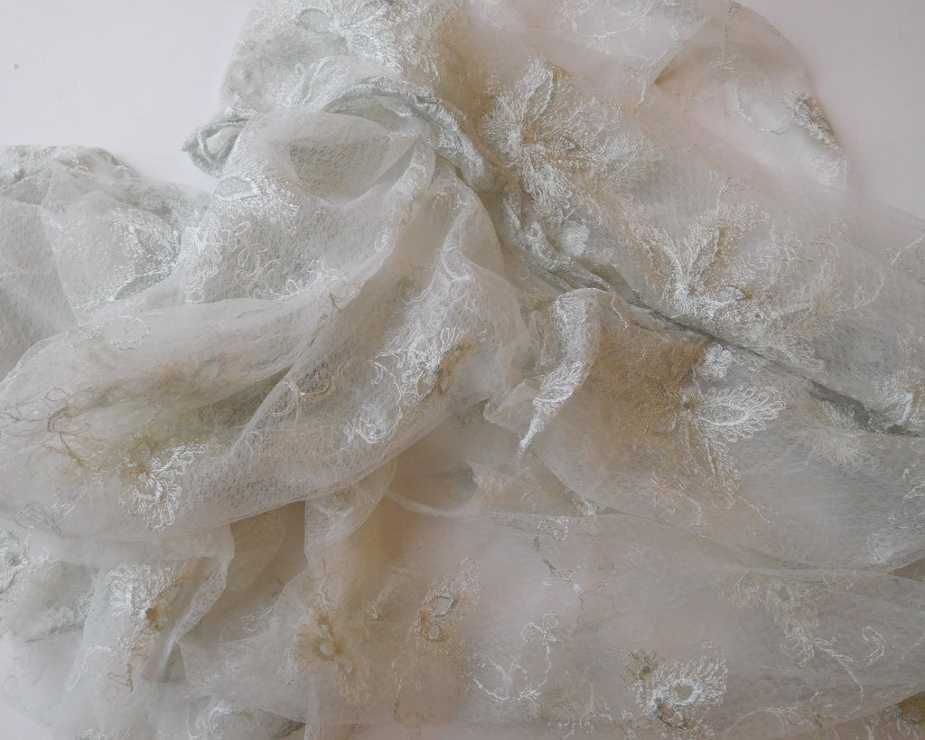 Embroidered Floral Lace, Winter-Silver, 3 Metres Available
