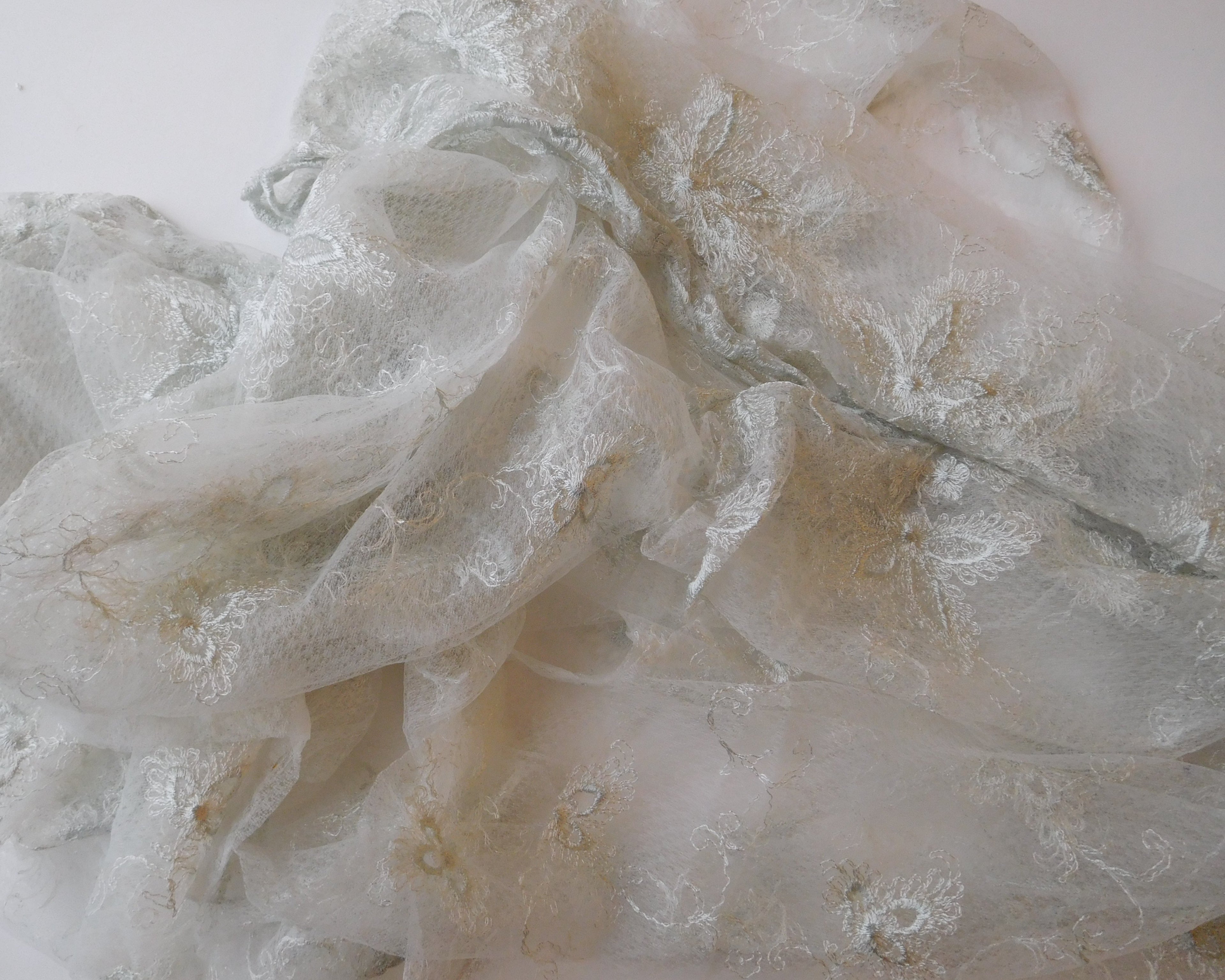 Embroidered Floral Lace, Winter-Silver, 3 Metres Available