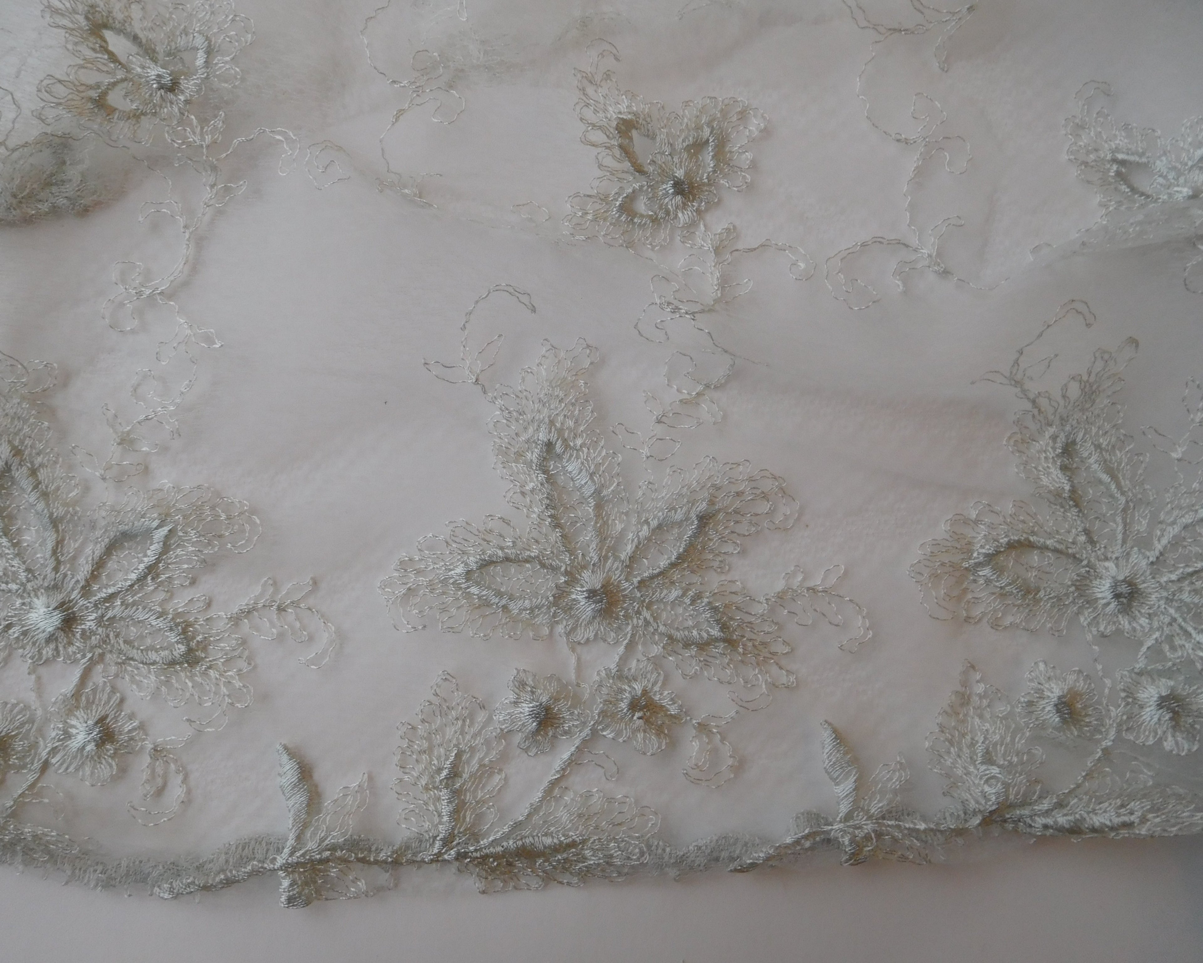 Embroidered Floral Lace, Winter-Silver, 3 Metres Available