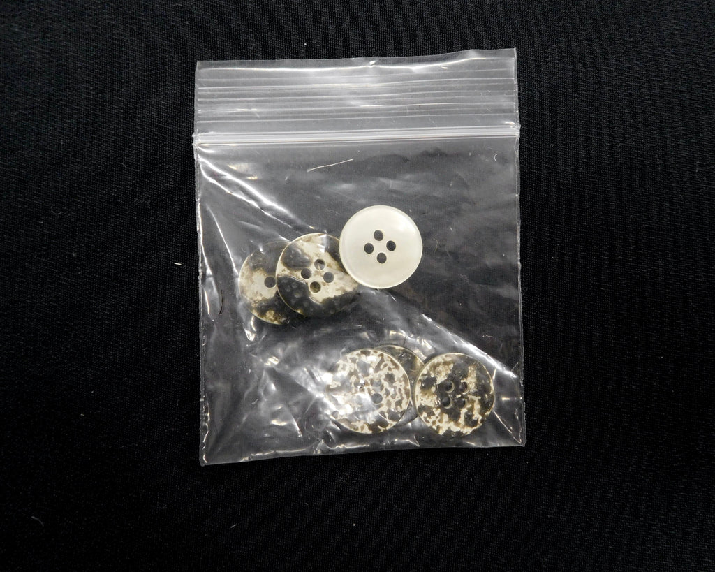 Circular Buttons, White/Brown, Bag of 6