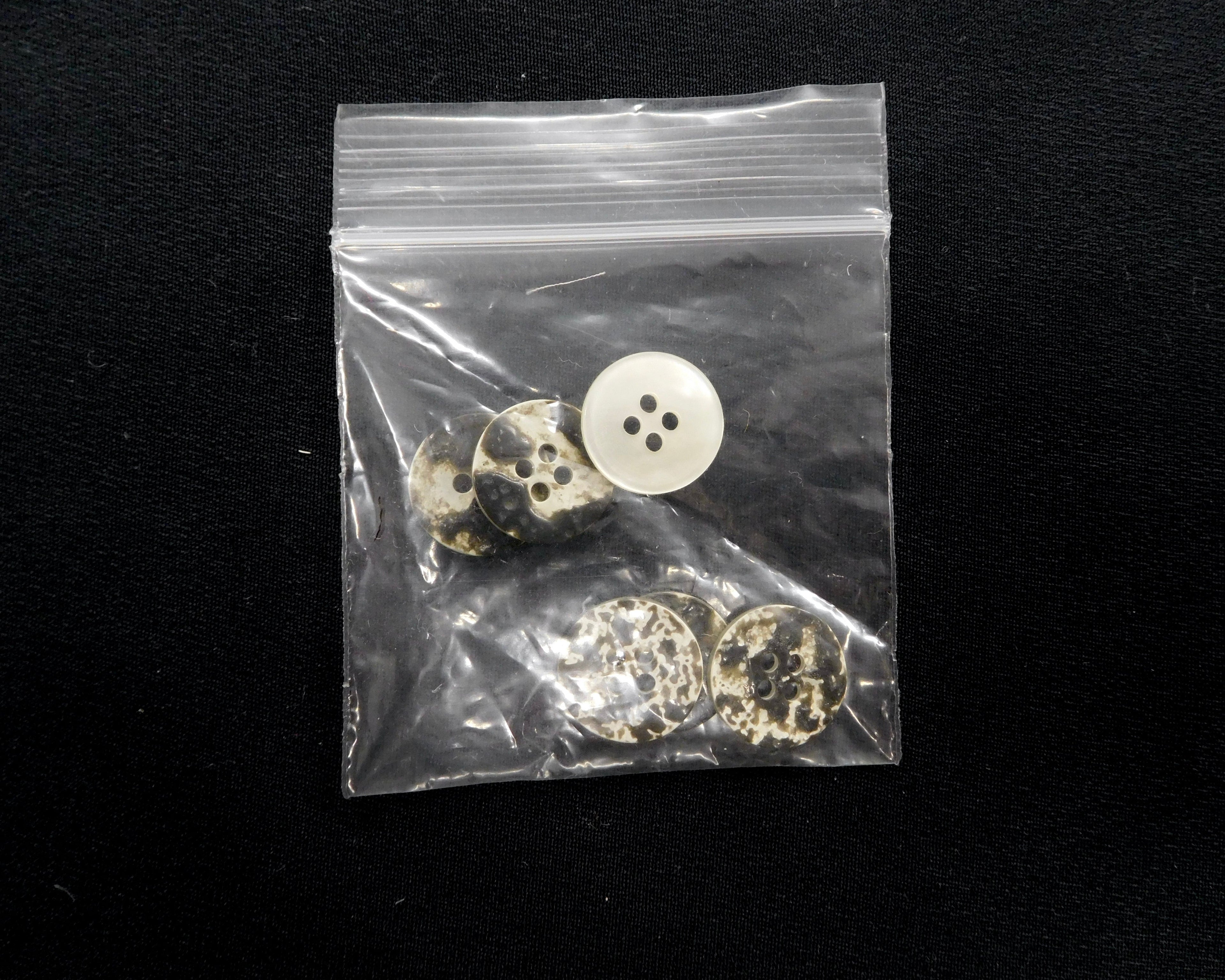 Circular Buttons, White/Brown, Bag of 6