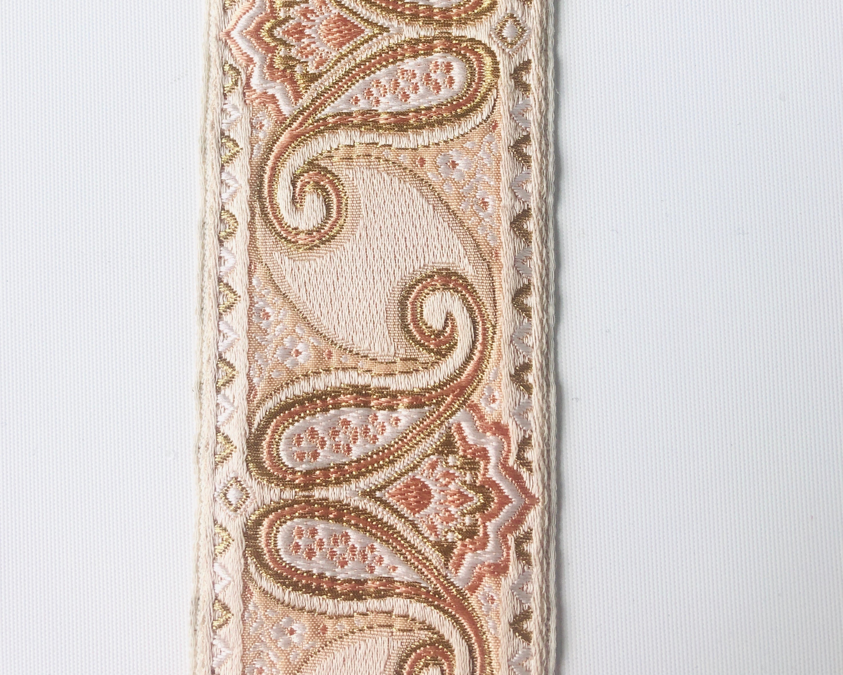 Wide Patterned Gold and Coloured Ribbon, 3 variations, By the Metre Designer Offcuts