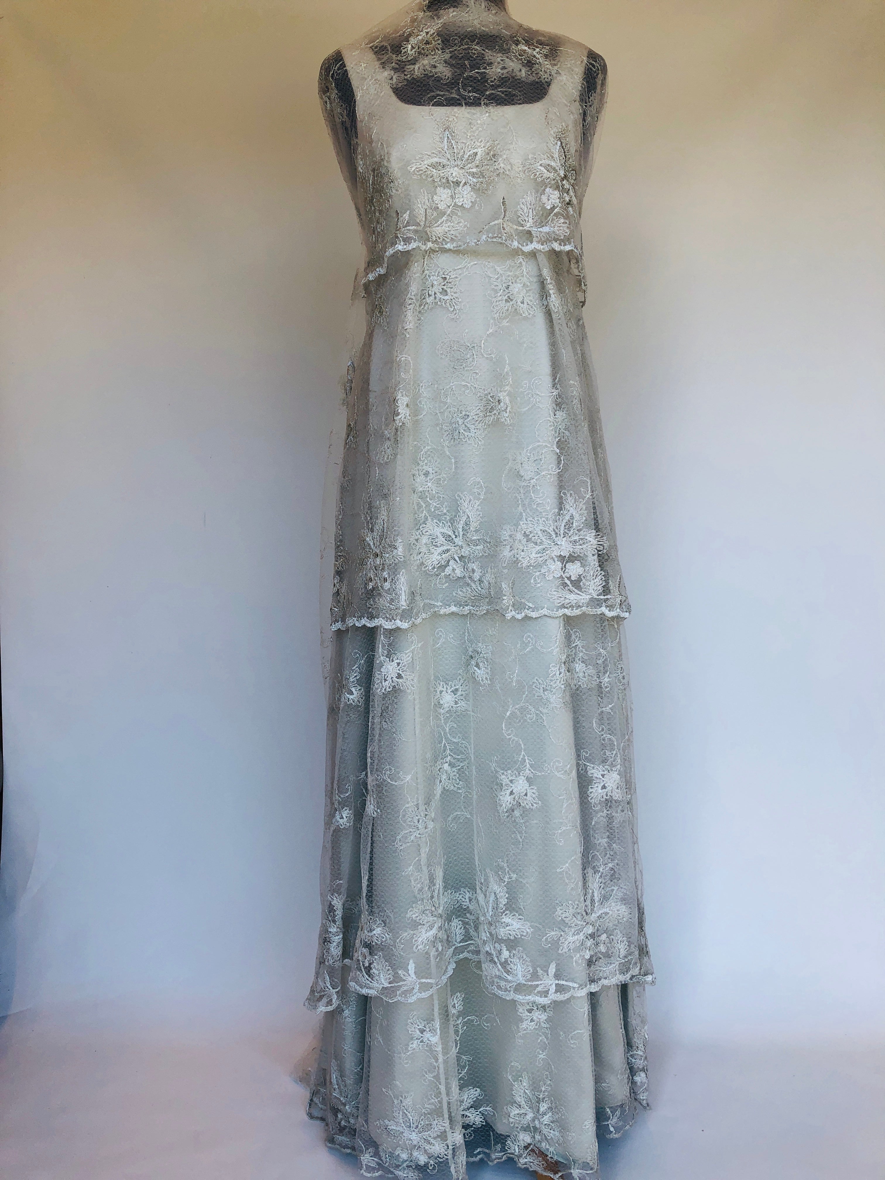 Embroidered Floral Lace, Winter-Silver, 3 Metres Available